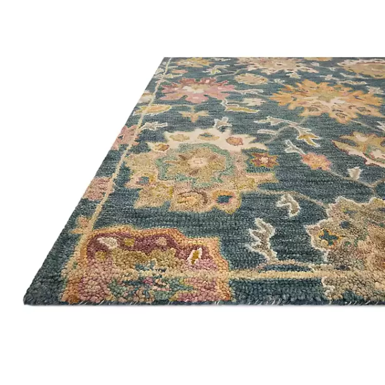 Alfombra tejida en lana 5x8 pies - diseño botánico azul marino | Ofertas especiales de liquidación en decoración para el hogar Kirklands