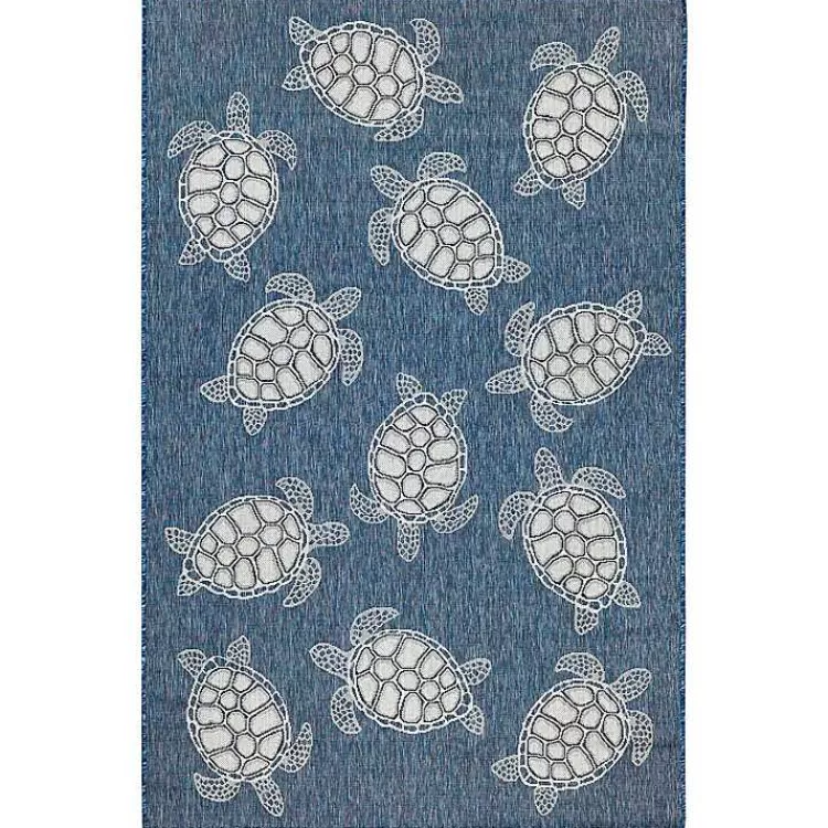 Tapete Azul Marino con Diseño Tortuga Harrison para Interiores y Exteriores, Medidas 4x7 Pies - Tienda de Hogar Kirklands