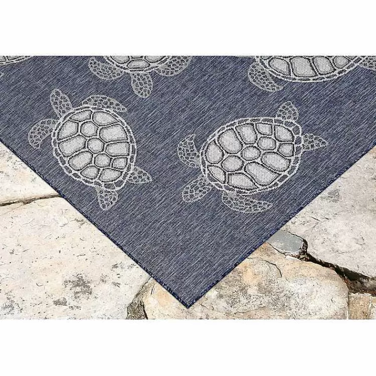 Tapete Azul Marino con Diseño Tortuga Harrison para Interiores y Exteriores, Medidas 4x7 Pies - Tienda de Hogar Kirklands