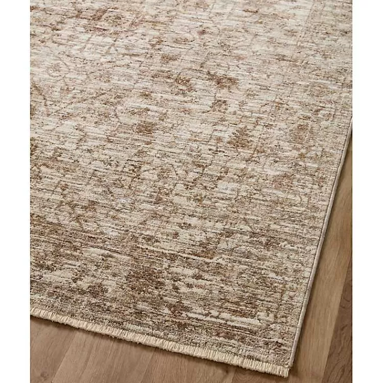Alfombra decorativa Sorrento con medallón central - Tamaño 2.44x1.83 metros en tonos arena, diseño clásico para salas y dormitorios (Colección hogareña Kirklands)