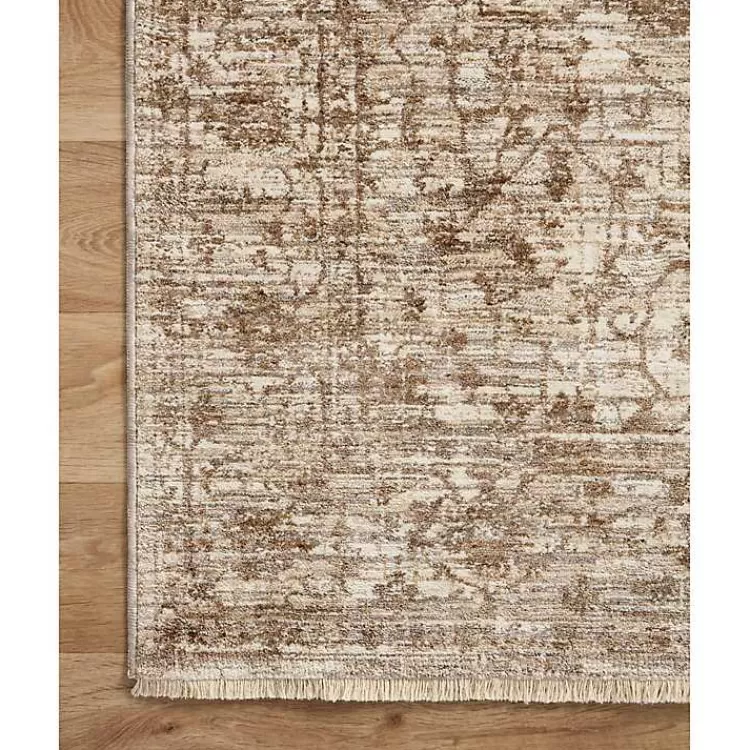 Alfombra decorativa Sorrento con medallón central - Tamaño 2.44x1.83 metros en tonos arena, diseño clásico para salas y dormitorios (Colección hogareña Kirklands)