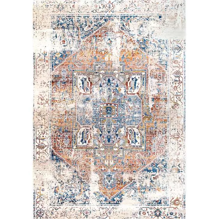Alfombra decorativa de medallón naranja con flecos - 5x8 pies | Diseño acogedor para salas y dormitorios | Oferta exclusiva en Kirklands Home