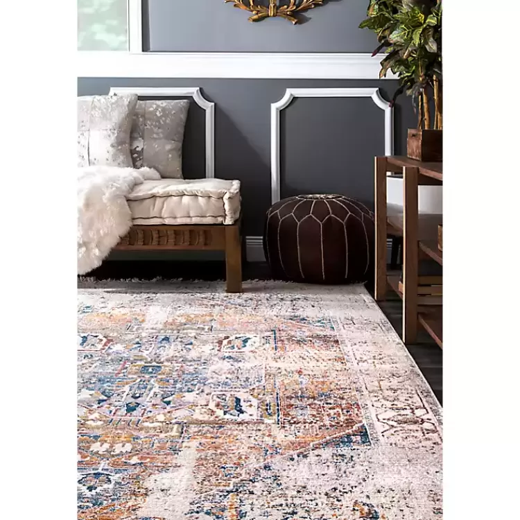 Alfombra decorativa de medallón naranja con flecos - 5x8 pies | Diseño acogedor para salas y dormitorios | Oferta exclusiva en Kirklands Home