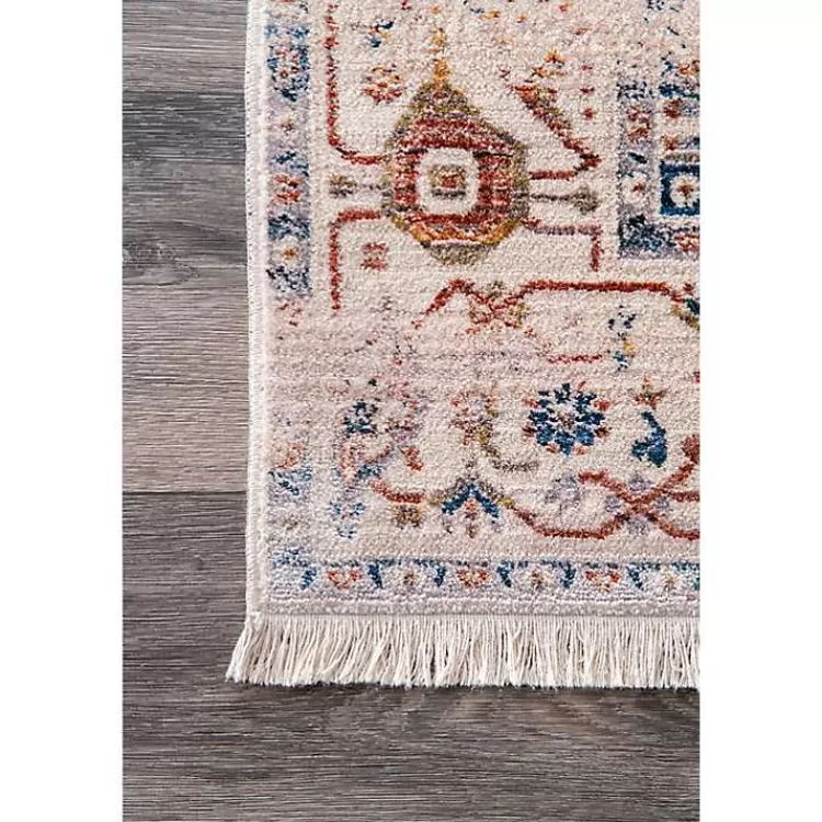 Alfombra decorativa de medallón naranja con flecos - 5x8 pies | Diseño acogedor para salas y dormitorios | Oferta exclusiva en Kirklands Home
