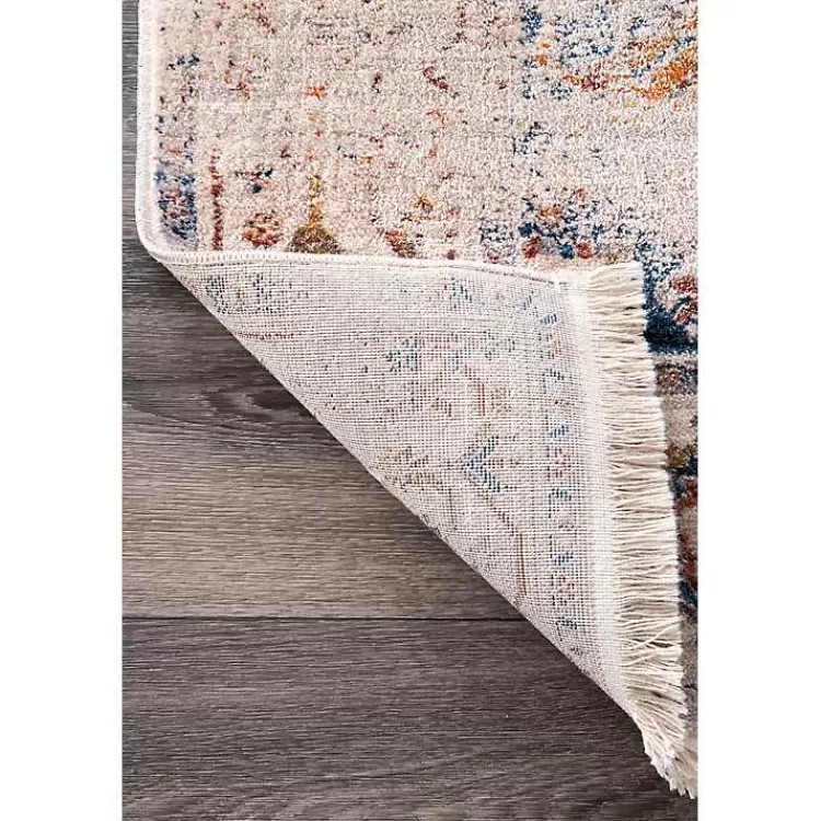 Alfombra decorativa de medallón naranja con flecos - 5x8 pies | Diseño acogedor para salas y dormitorios | Oferta exclusiva en Kirklands Home