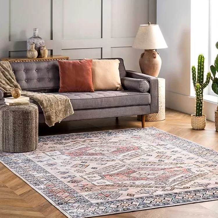 Alfombra Moderna Motivo Global 4x6 Pies - Lavable en Casa, Oferta Especial de Liquidación Kirklands Home