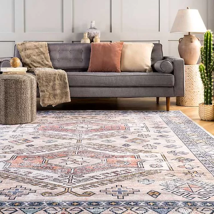 Alfombra Moderna Motivo Global 4x6 Pies - Lavable en Casa, Oferta Especial de Liquidación Kirklands Home