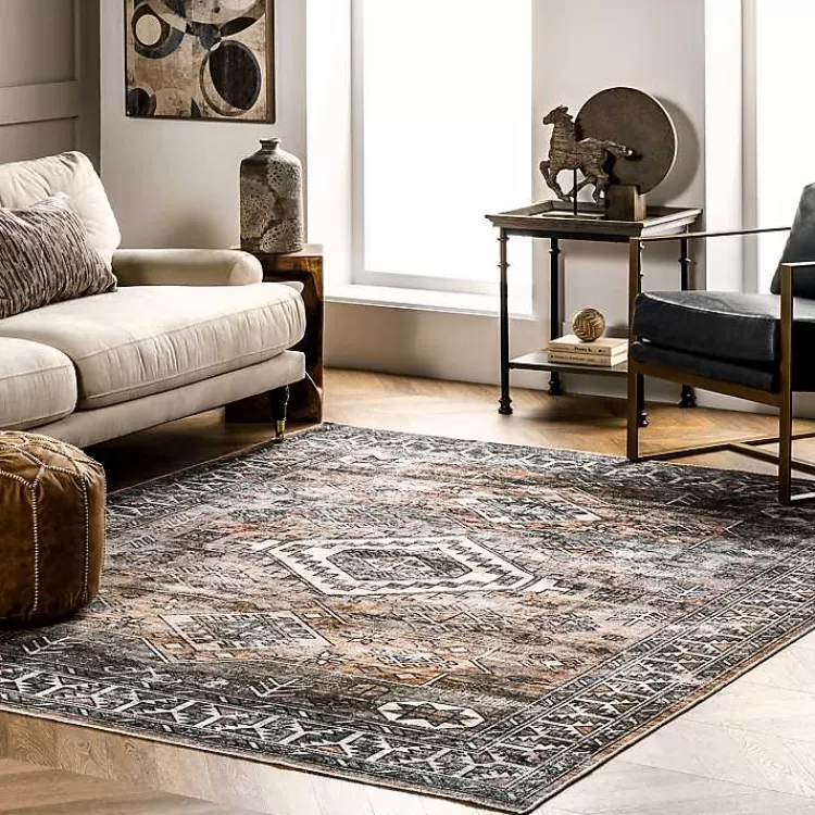 Alfombra Moderna Lavable en Tonos Naranjas - Tamaño 1.20x1.80m - Diseño Global Exclusivo | Oferta Temporada en Decoración Kirklands
