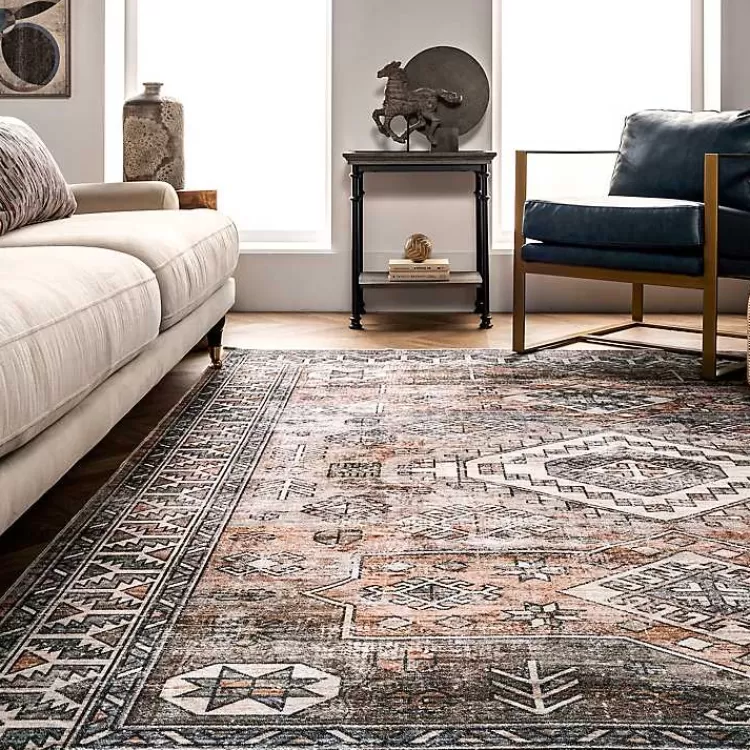 Alfombra Moderna Lavable en Tonos Naranjas - Tamaño 1.20x1.80m - Diseño Global Exclusivo | Oferta Temporada en Decoración Kirklands