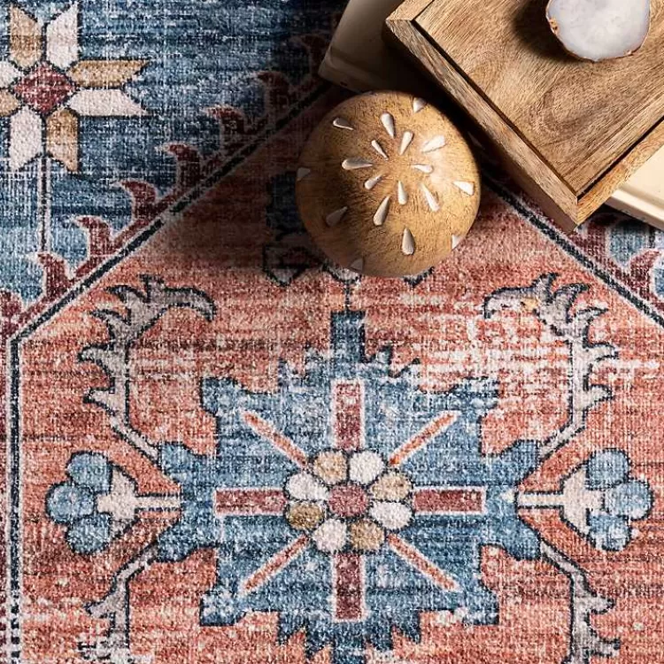 Alfombra Acogedora Lavable en Tono Naranja con Diseño de Medallones - Tamaño 4x6 Pies, Perfecta para Espacios Familiares | Novedad en Decoración Kirklands Home