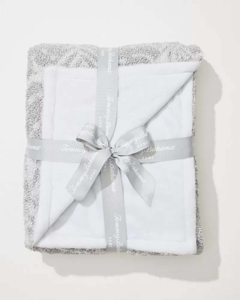 Manta Tommy Bahama en Peluche Suave Imitación - Estampado Palmeras Tropicales para Sofá o Cama