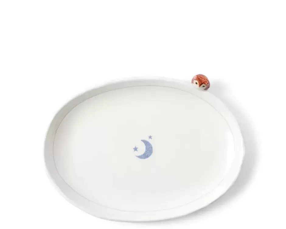 Platos Decorativos Miya - Diseño Nocturno de Búho y Luna con Toque Artesanal