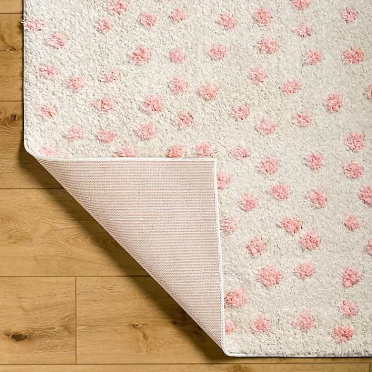 Alfombra Mullida Rosa con Puntos Decorativos, Medidas 5x7 Pies - Oferta Exclusiva de Liquidación en Kirklands Hogar