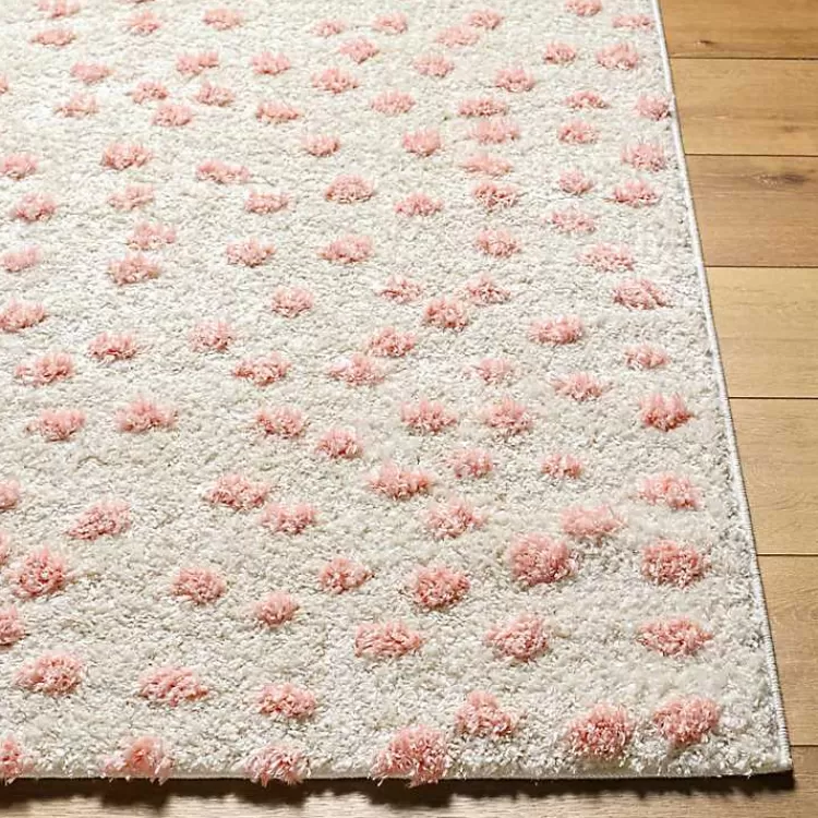 Alfombra Mullida Rosa con Puntos Decorativos, Medidas 5x7 Pies - Oferta Exclusiva de Liquidación en Kirklands Hogar
