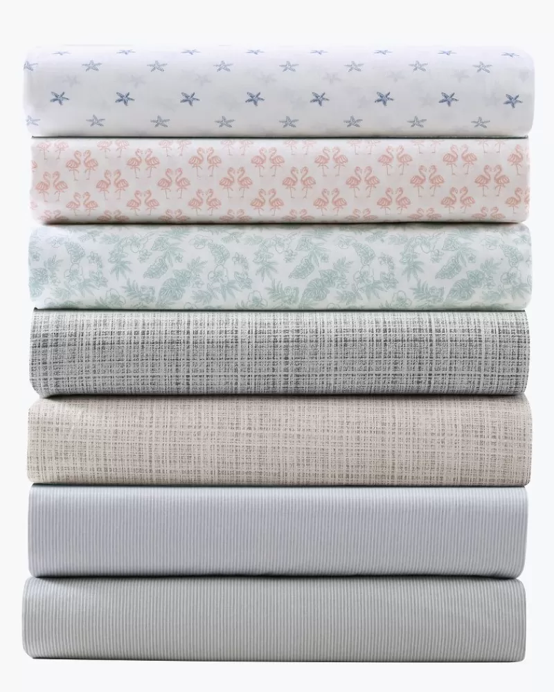 Conjunto de Sábanas Premium Tommy Bahama - Lino y Raffia Natural para Cama King Size, Diseño Tropical con Suavidad Duradera