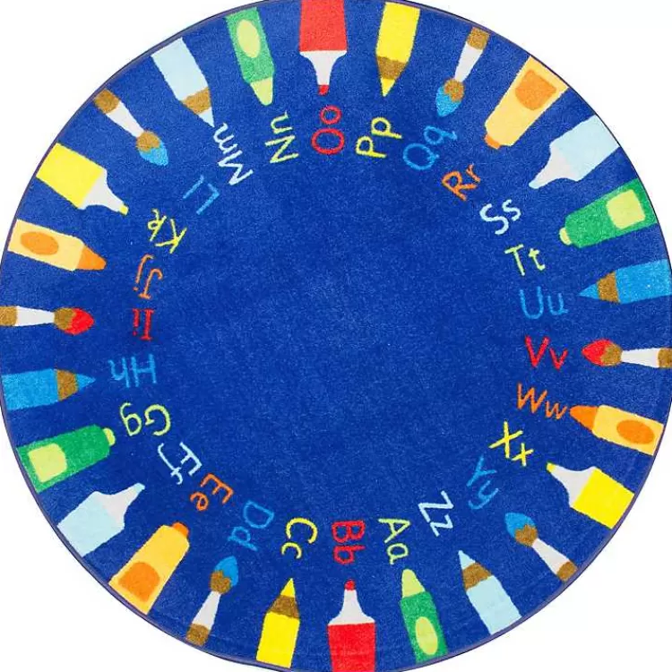 Alfombra Educativa Infantil con Letras Arcoíris - Forma Circular 1.5m | Oferta Exclusiva de Kirklands para Decoración Hogar