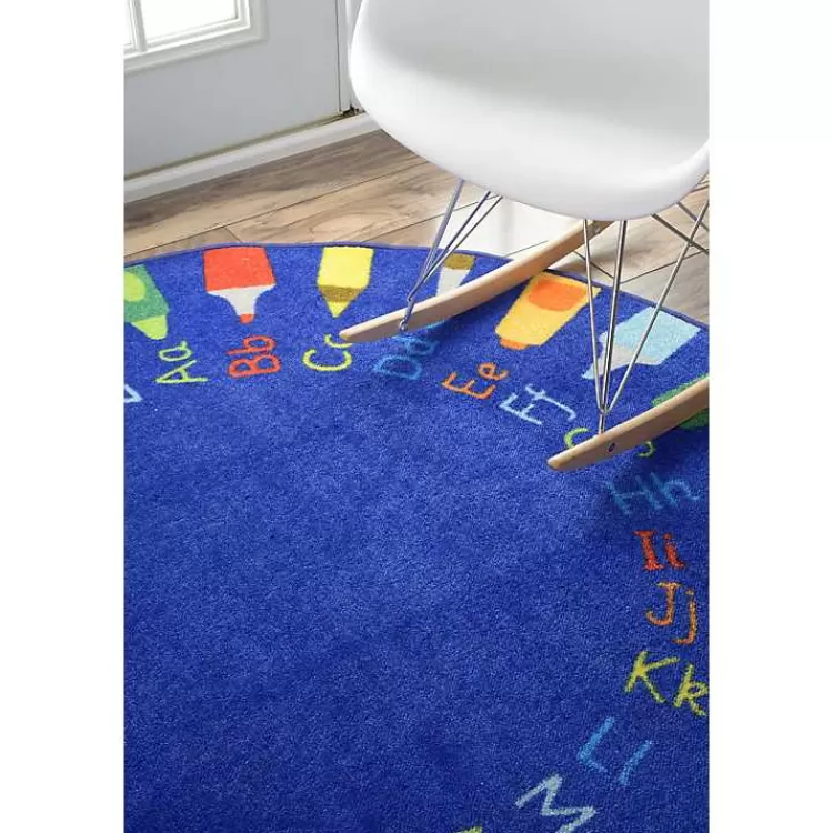 Alfombra Educativa Infantil con Letras Arcoíris - Forma Circular 1.5m | Oferta Exclusiva de Kirklands para Decoración Hogar