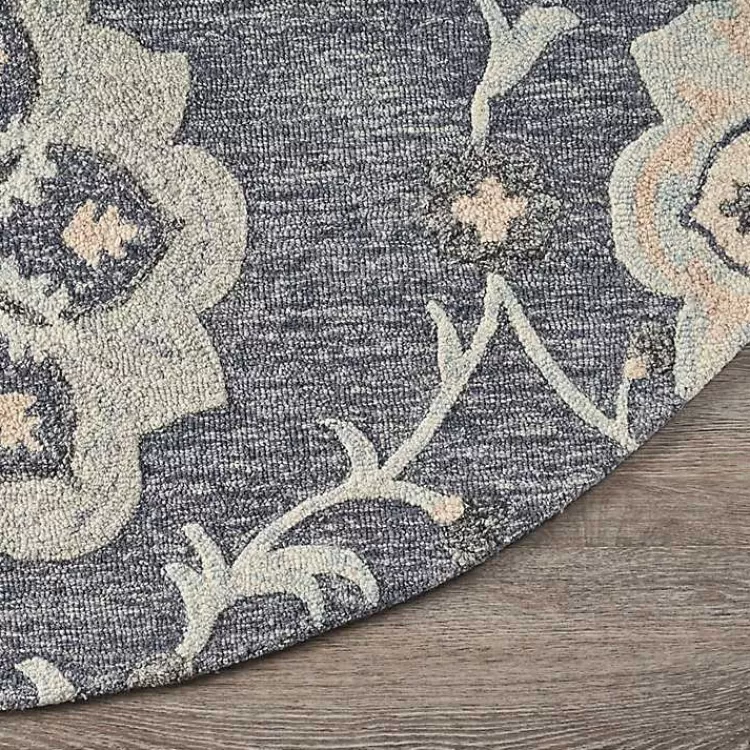 Alfombra Redonda Decorativa con Motivos Geométricos y Florales - 1.20m x 1.20m (Tamaño Estándar) | Diseño Exclusivo para Espacios Hogareños - Colección Kirklands