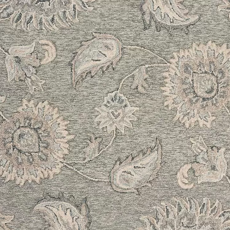 Alfombra Redonda de 120x120cm con Motivos Naturales en Tonos Grises - Estilo Boho Chic para Salas y Dormitorios