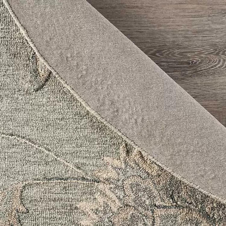 Alfombra Redonda de 120x120cm con Motivos Naturales en Tonos Grises - Estilo Boho Chic para Salas y Dormitorios