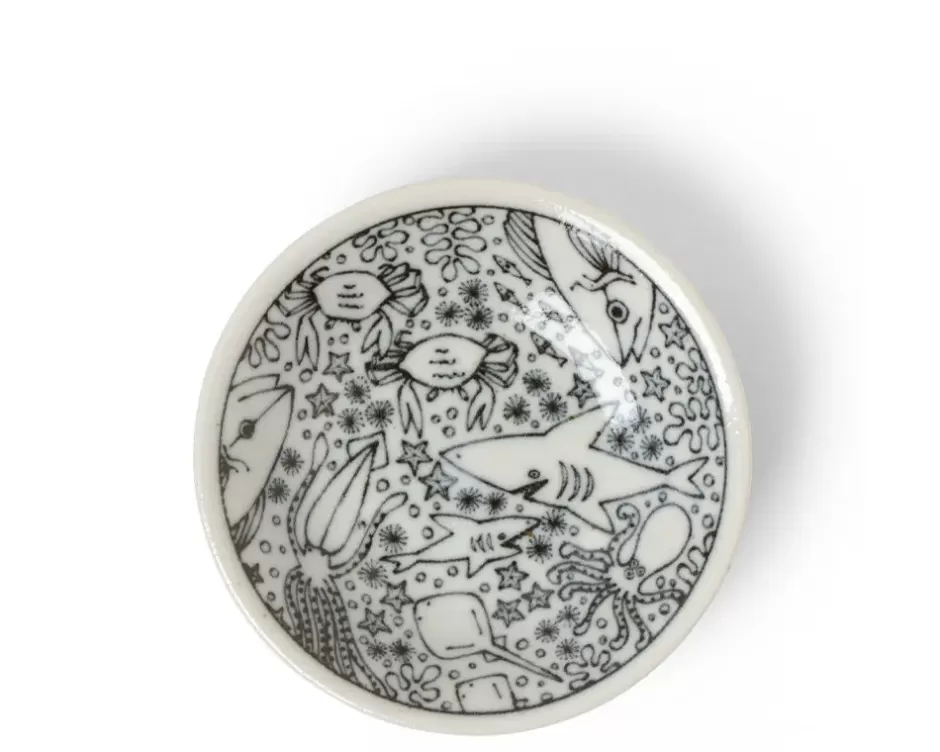 Salsera MIYA con Diseño de Criaturas Marinas Divertidas - Juego de 5 Platos (10 cm) para Cocina Creativa