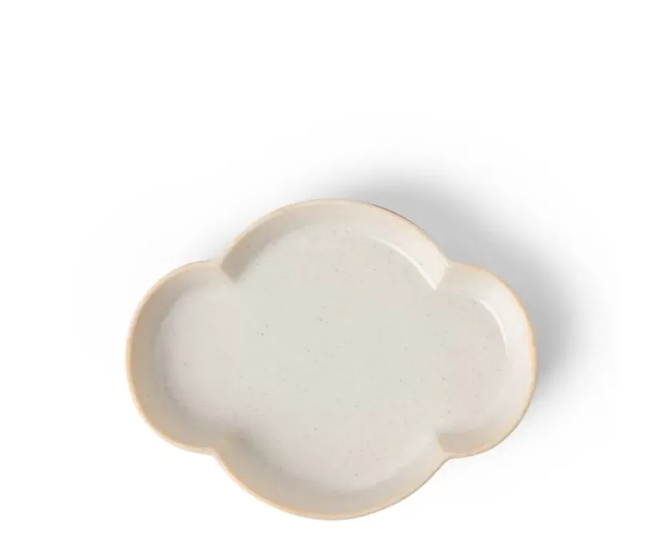 Plato Cerámico para Salsas Miya - 13x10 cm Blanco Nublado|Diseño Minimalista|Vajilla de Mesa Moderna