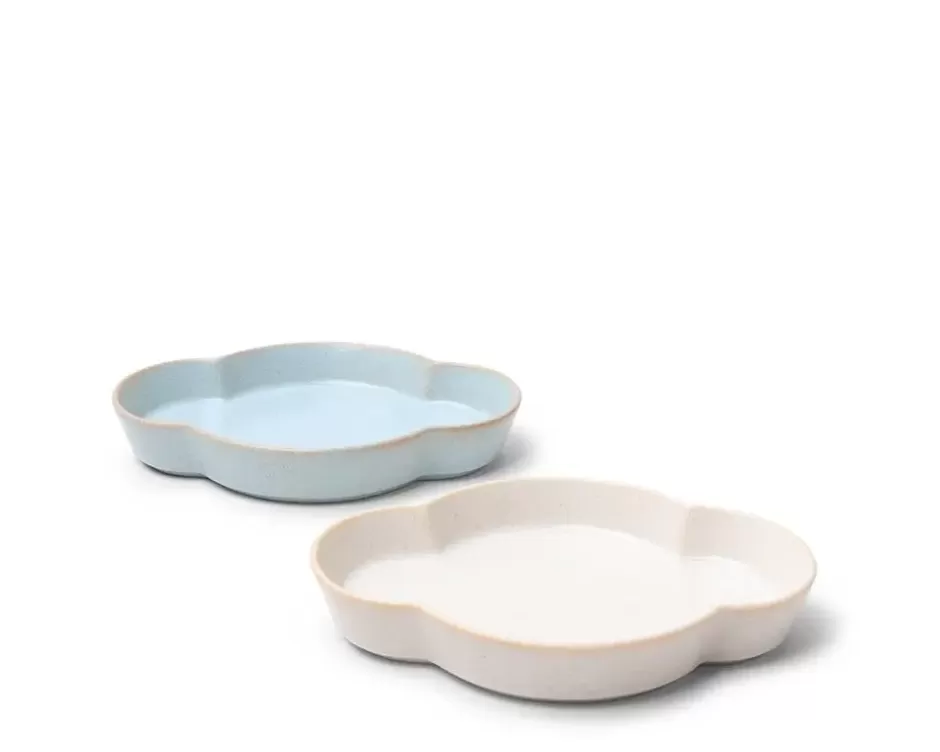 Plato Cerámico para Salsas Miya - 13x10 cm Blanco Nublado|Diseño Minimalista|Vajilla de Mesa Moderna