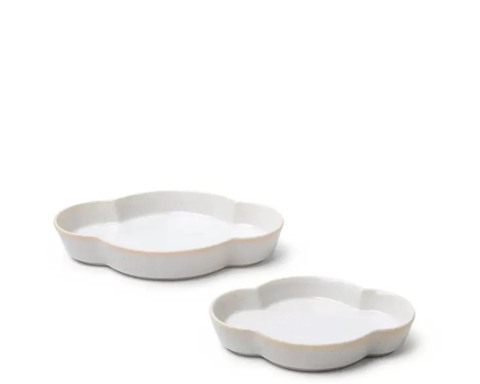 Plato Cerámico para Salsas Miya - 13x10 cm Blanco Nublado|Diseño Minimalista|Vajilla de Mesa Moderna