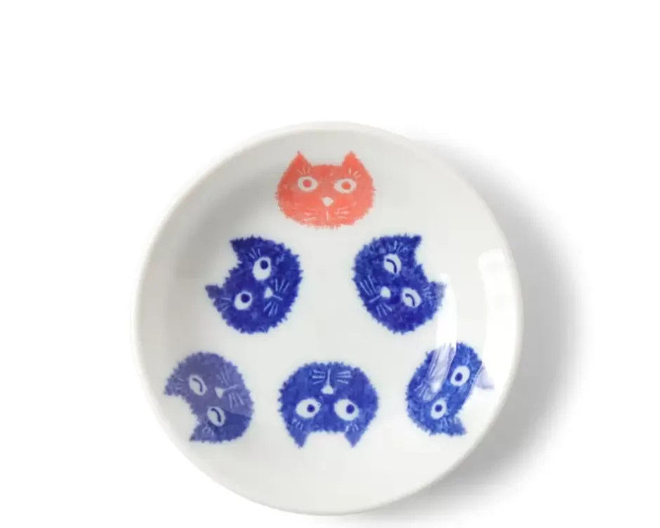 Platillos Encantadores con Caritas de Gatitos Peluditos - Juego de 5 Unidades para Salsas | Colección Miya