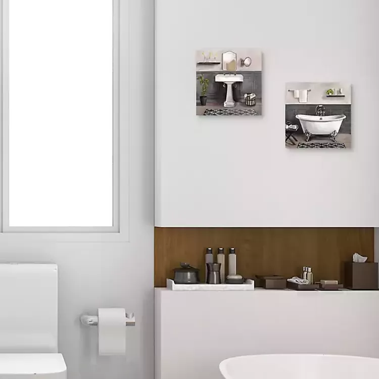 Dúo decorativo en lienzo para baños relajantes - Láminas listas para colgar estilo Kirklands 

(Alternativa opcional si necesita variación: 
¡Transforma tu espacio! Par de cuadros artísticos en tela para ambientes serenos - Colección exclusiva de decoración hogareña)