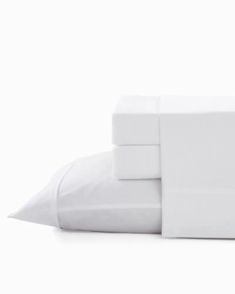Terno de Sábanas King Size Premium Tommy Bahama - 4 Piezas en Algodón Egipcio Ultra Suave, Blanco Nácar con Diseño Tropical Relajante