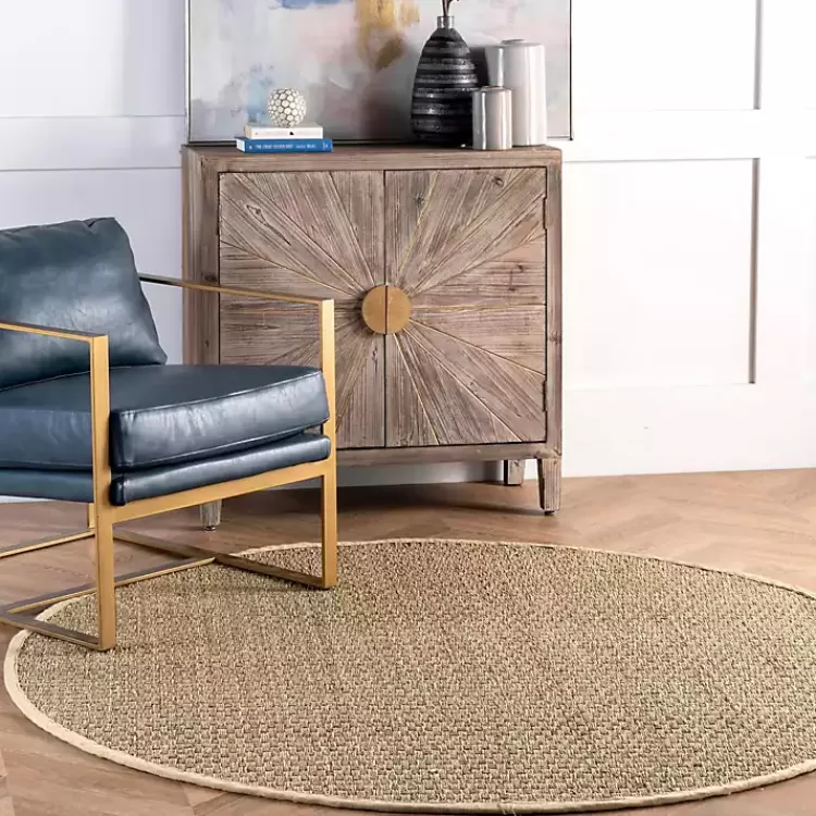 Alfombra Natural de Yute Marino 5x8 Pies - Tejido Ajedrezado para Sala - Decoración Rústica Moderna - Estilo Kirklands - Precio Accesible