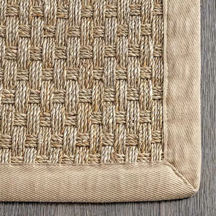 Alfombra Natural de Yute Marino 5x8 Pies - Tejido Ajedrezado para Sala - Decoración Rústica Moderna - Estilo Kirklands - Precio Accesible