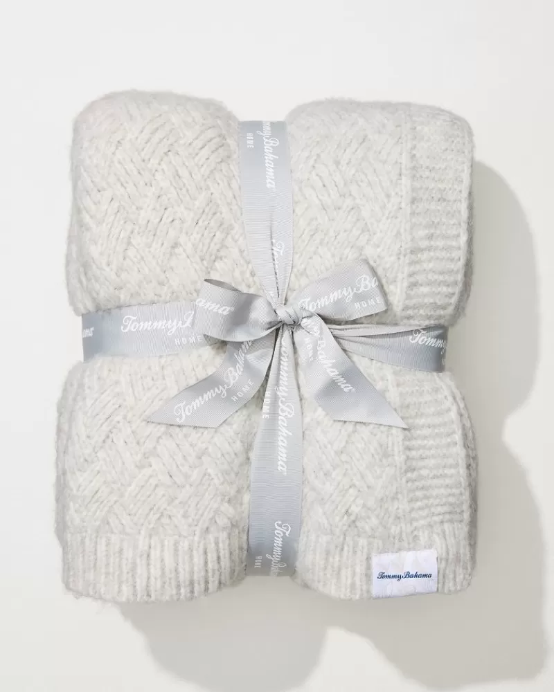 Manta Tejida Tommy Bahama con Diseño de Enrejado - Cubrecama Suave para Sofá o Dormitorio