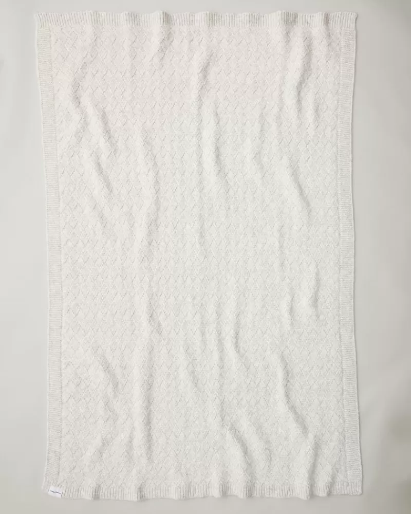 Manta Tejida Tommy Bahama con Diseño de Enrejado - Cubrecama Suave para Sofá o Dormitorio