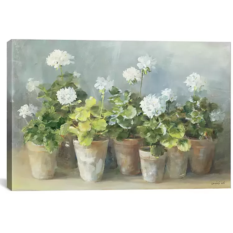 Cuadro Decorativo con Geranios Blancos - Impresión en Lienzo de 40x26 Pulgadas | Tienda Kirklands Hogar